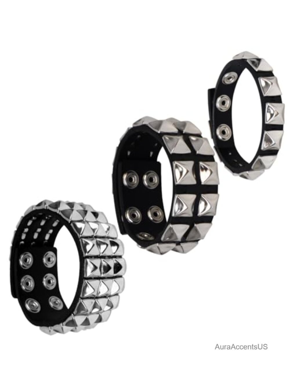 Genuine Leather Cuff Bracelet with Spikes Studded Rivets Adjustable Punk Goth